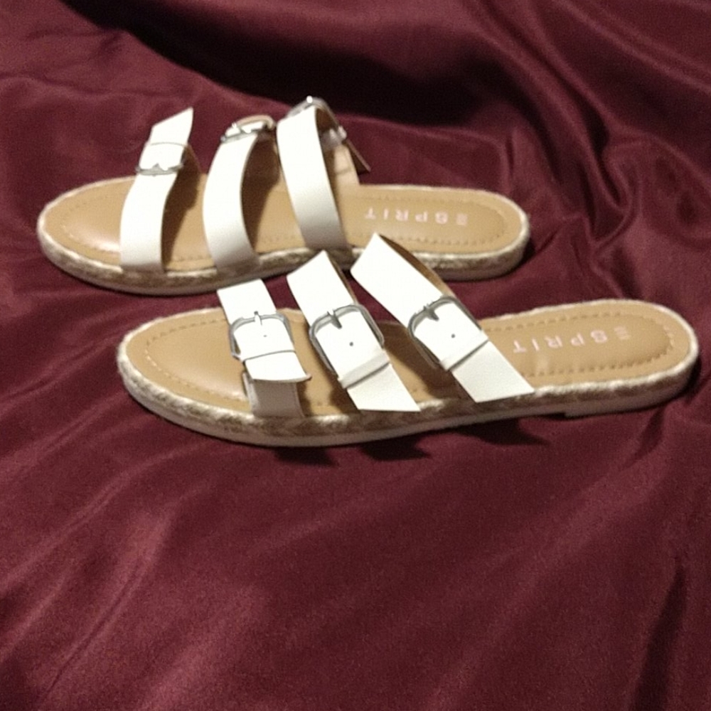 Esprit White Buckle Sandals Size 7.5